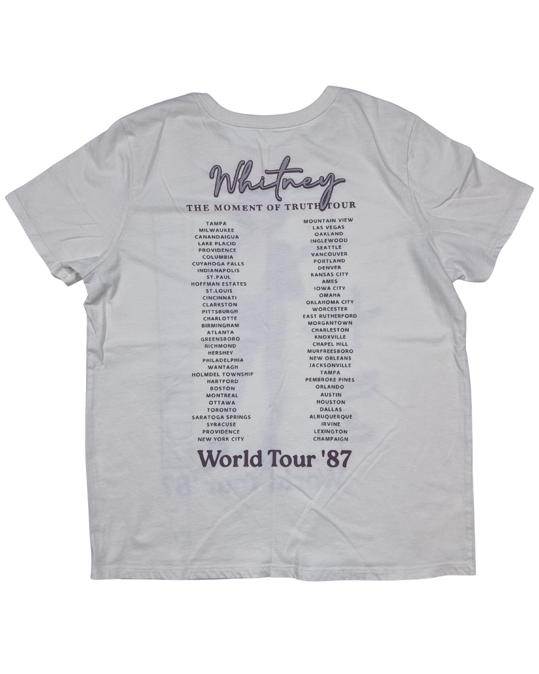 Whitney Houston Moment of Truth World Tour '87 Graphic T-Shirt (women's medium)