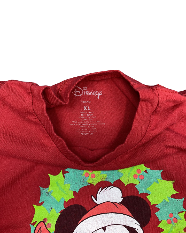 Disney Mickey Mouse Christmas Wreath Graphic T-Shirt (XL)