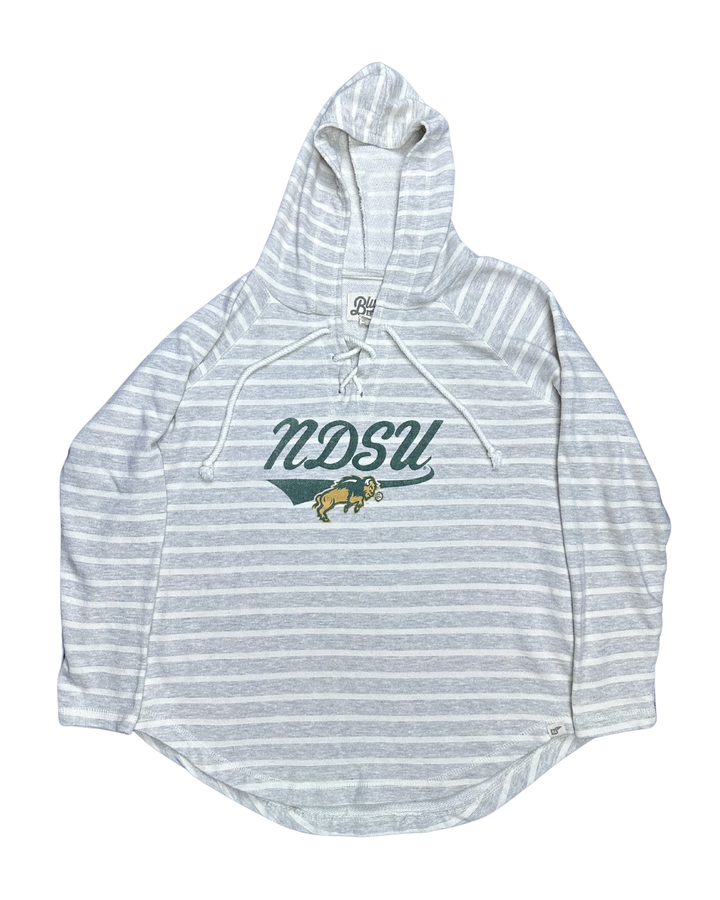 NDSU Bison Striped Hooded Long Sleeve Top (Large)