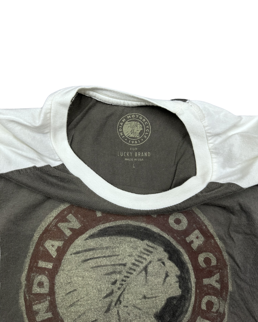 Lucky Brand Indian Motorcycle 1901 Raglan T-Shirt (Large)