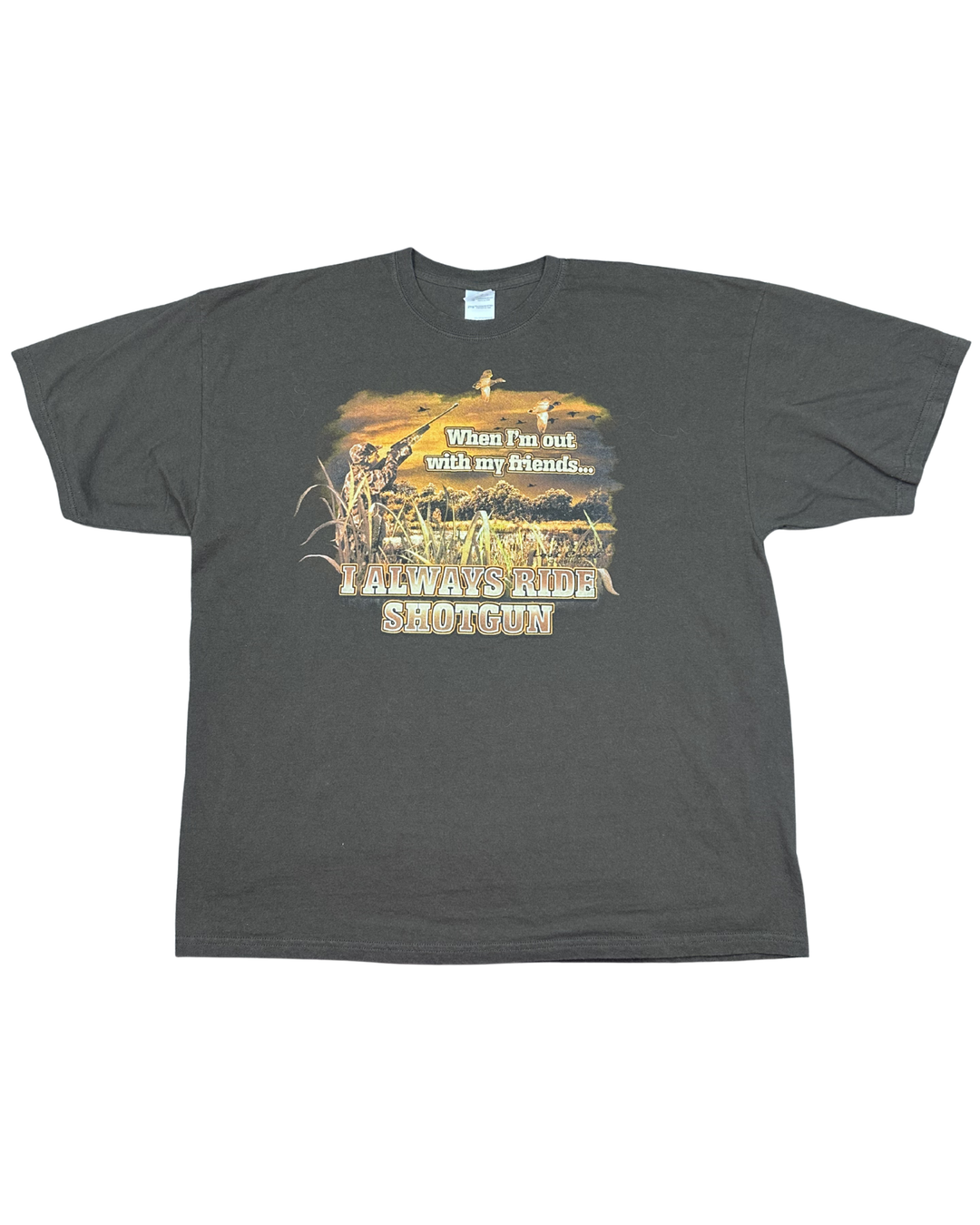 I Always Ride Shotgun Duck Hunting Graphic T-Shirt (2XL)