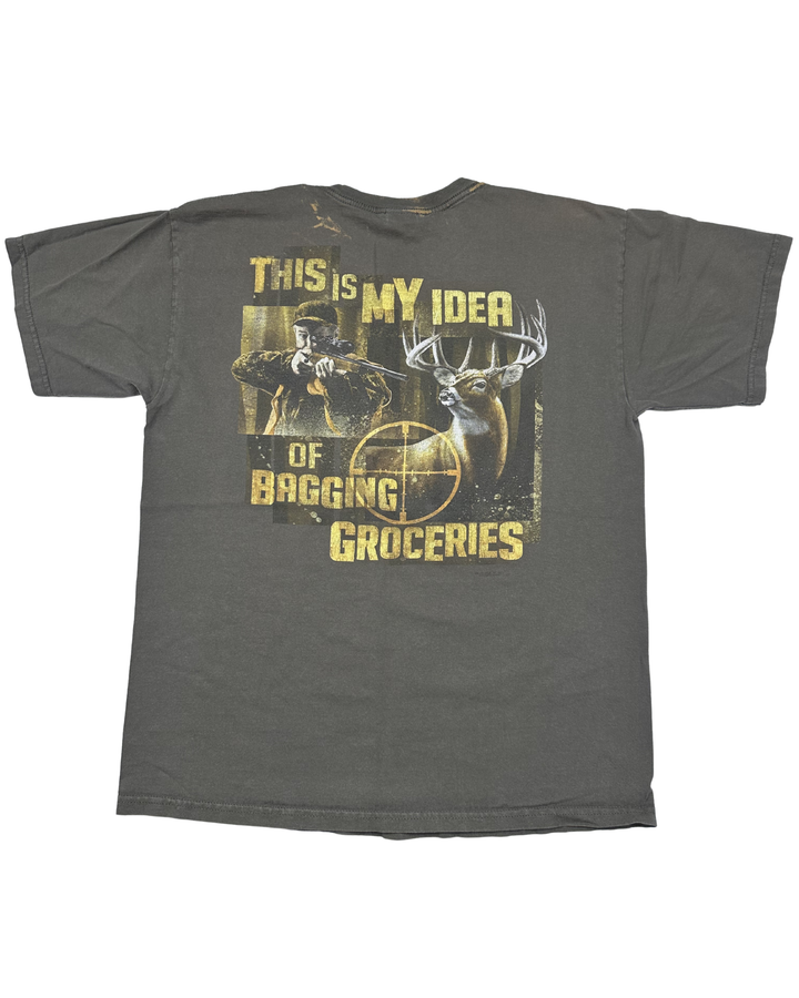 Buckmear This Is My Idea of Bagging Groceries Hunting Graphic T-Shirt (large)