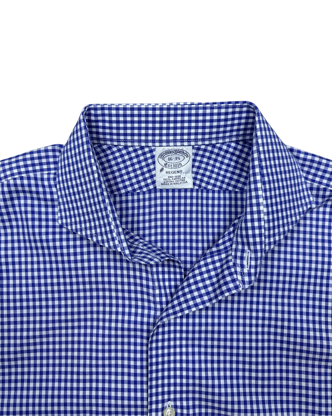 Brooks Brothers Regent Blue/White Gingham Button-Down Long Sleeve Shirt