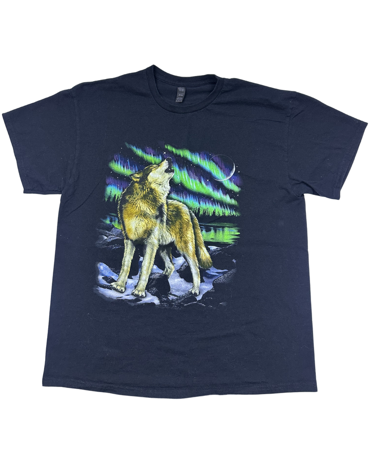 Wolf Aurora Borealis Graphic T-Shirt (xl)