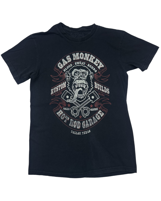 Gas Monkey Garage Blood Sweat Beers Hot Rod Garage Graphic T-Shirt (Small)