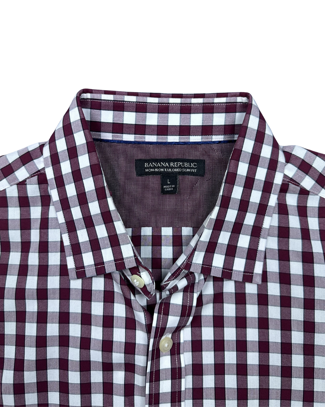 Banana Republic Non-Iron Tailored Slim Fit Gingham Button-Down Shirt (Small)