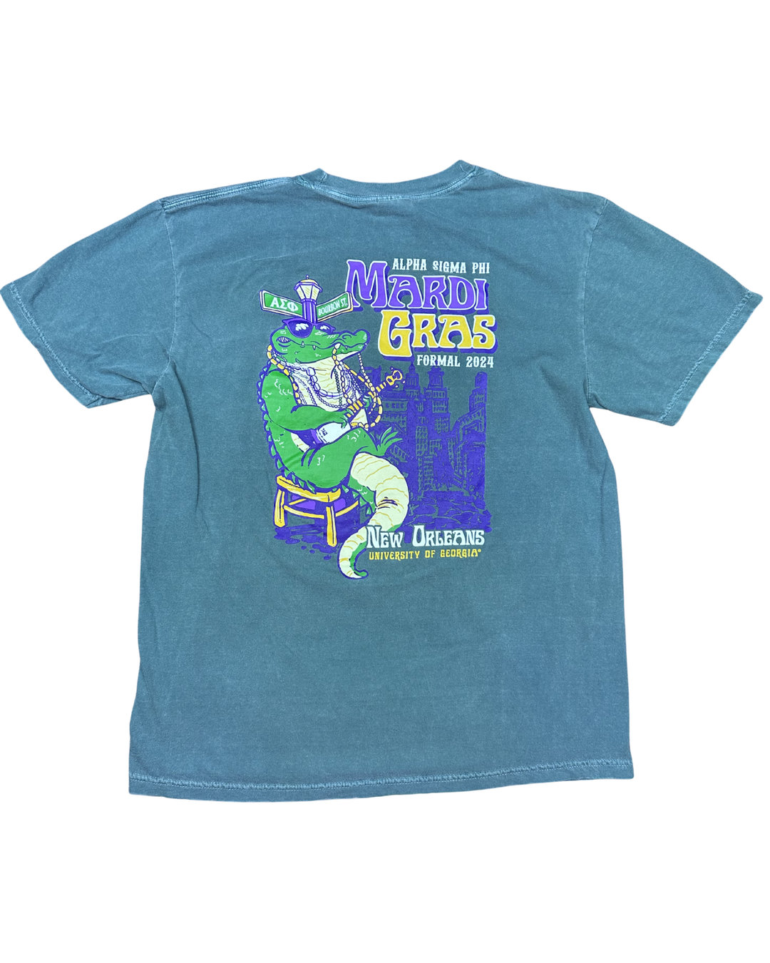 Comfort Colors Alpha Sigma Phi Mardi Gras Formal 2024 Pocket T-Shirt (Large)