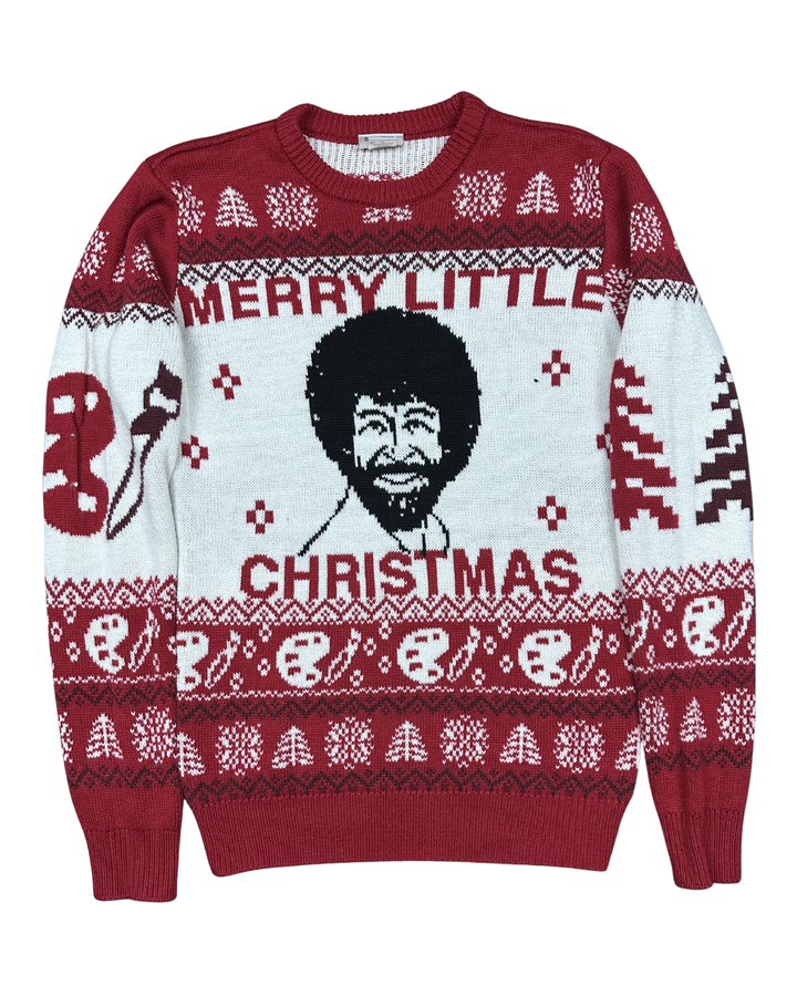 Bob Ross Merry Little Christmas Ugly Sweater (Medium)