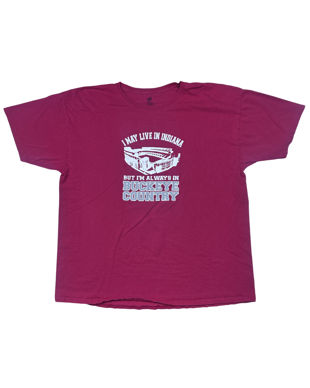 I May Live in Indiana Buckeye Country Graphic T-Shirt (XL)