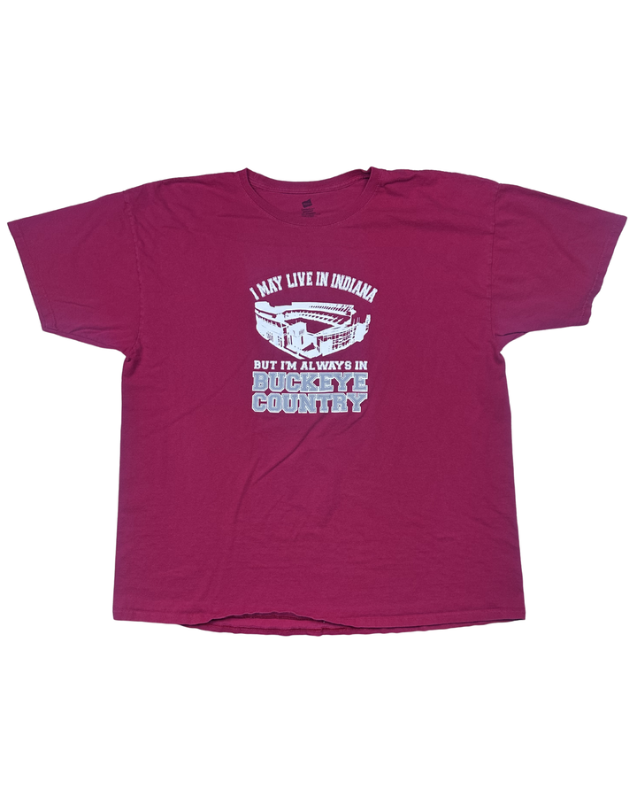 I May Live in Indiana Buckeye Country Graphic T-Shirt (XL)