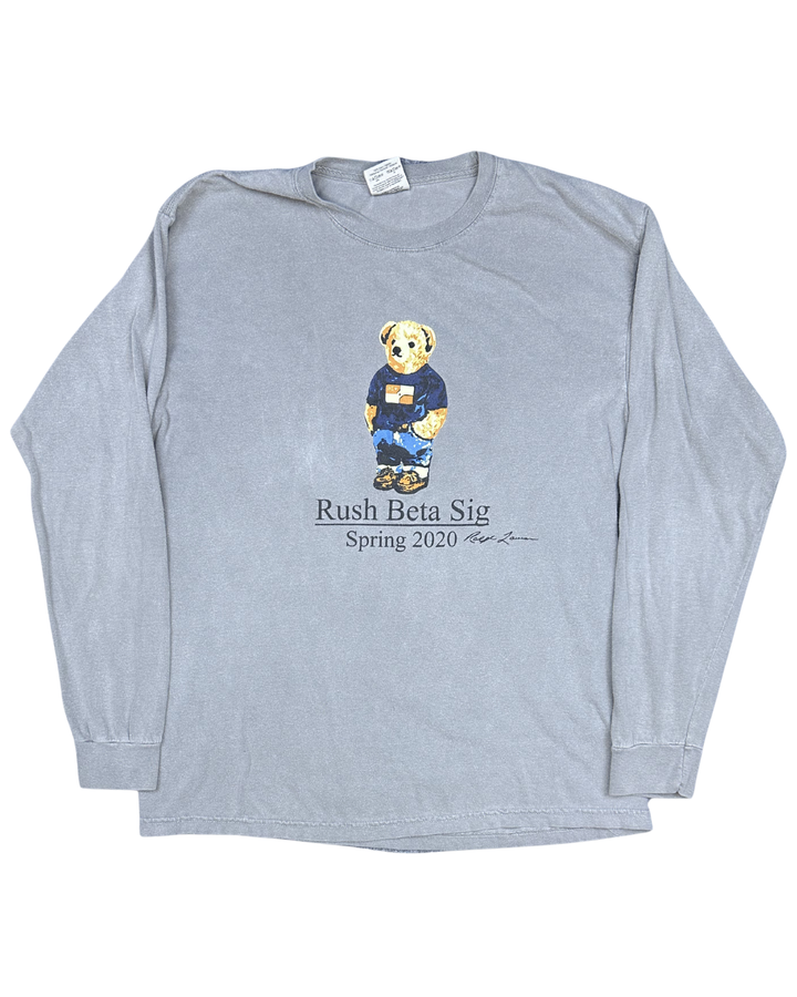 Comfort Colors Polo Bear Rush Beta Sig Spring 2020 Long Sleeve T-Shirt (Large)