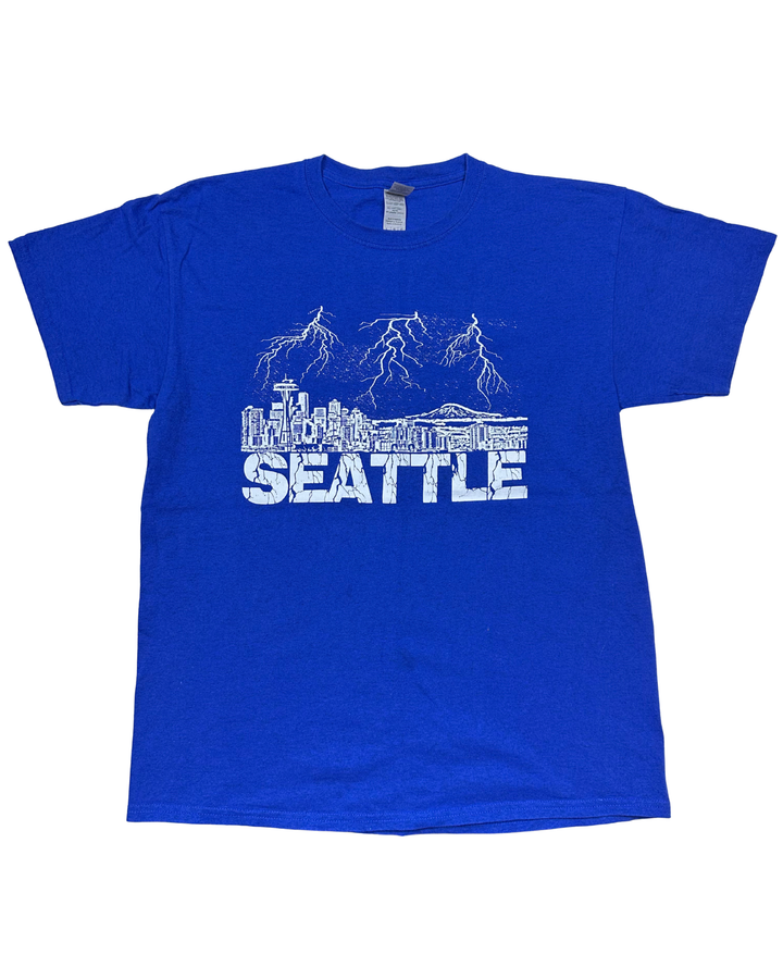 Seattle Skyline Lightning Graphic T-Shirt (large)