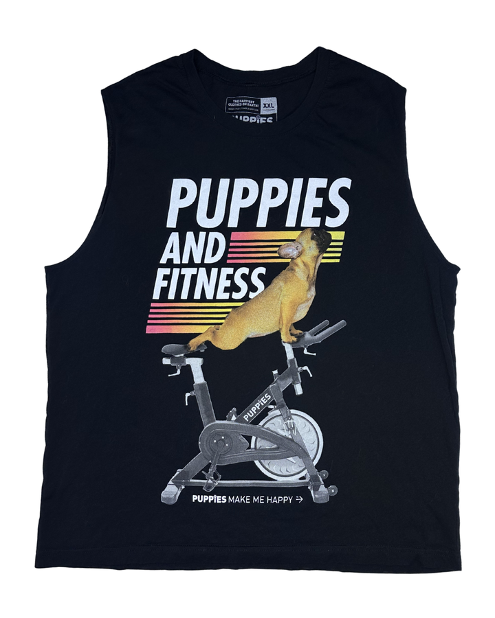 Puppies Make Me Happy Puppies and Fitness Muscle Tank (XXL)