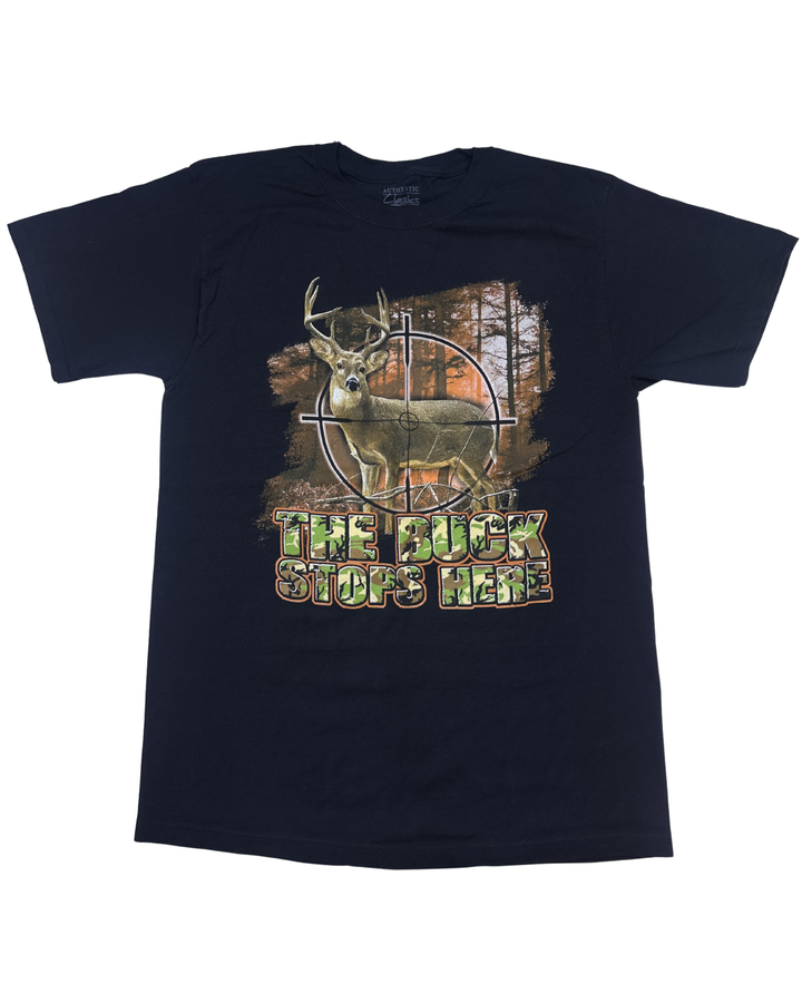 The Buck Stops Here Hunting Graphic T-Shirt (large)