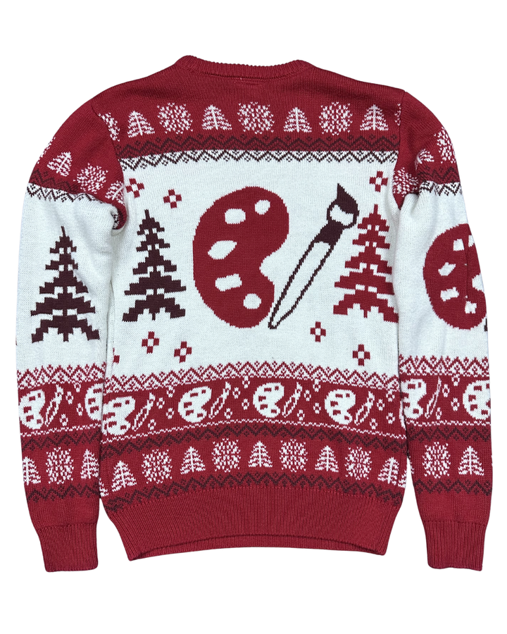 Bob Ross Merry Little Christmas Ugly Sweater (Medium)