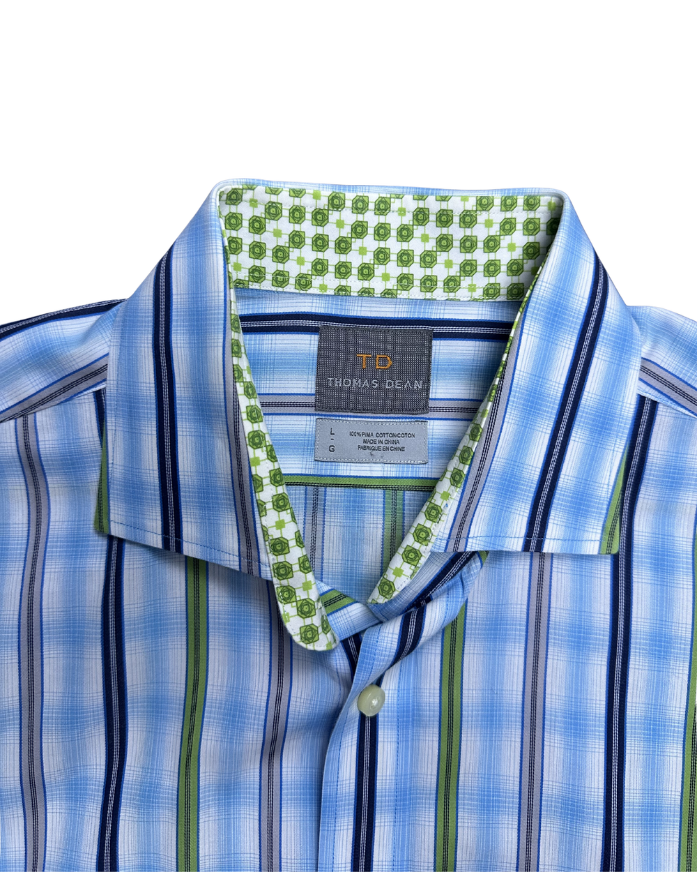 Thomas Dean Plaid Button-Down Long Sleeve Shirt (Small)