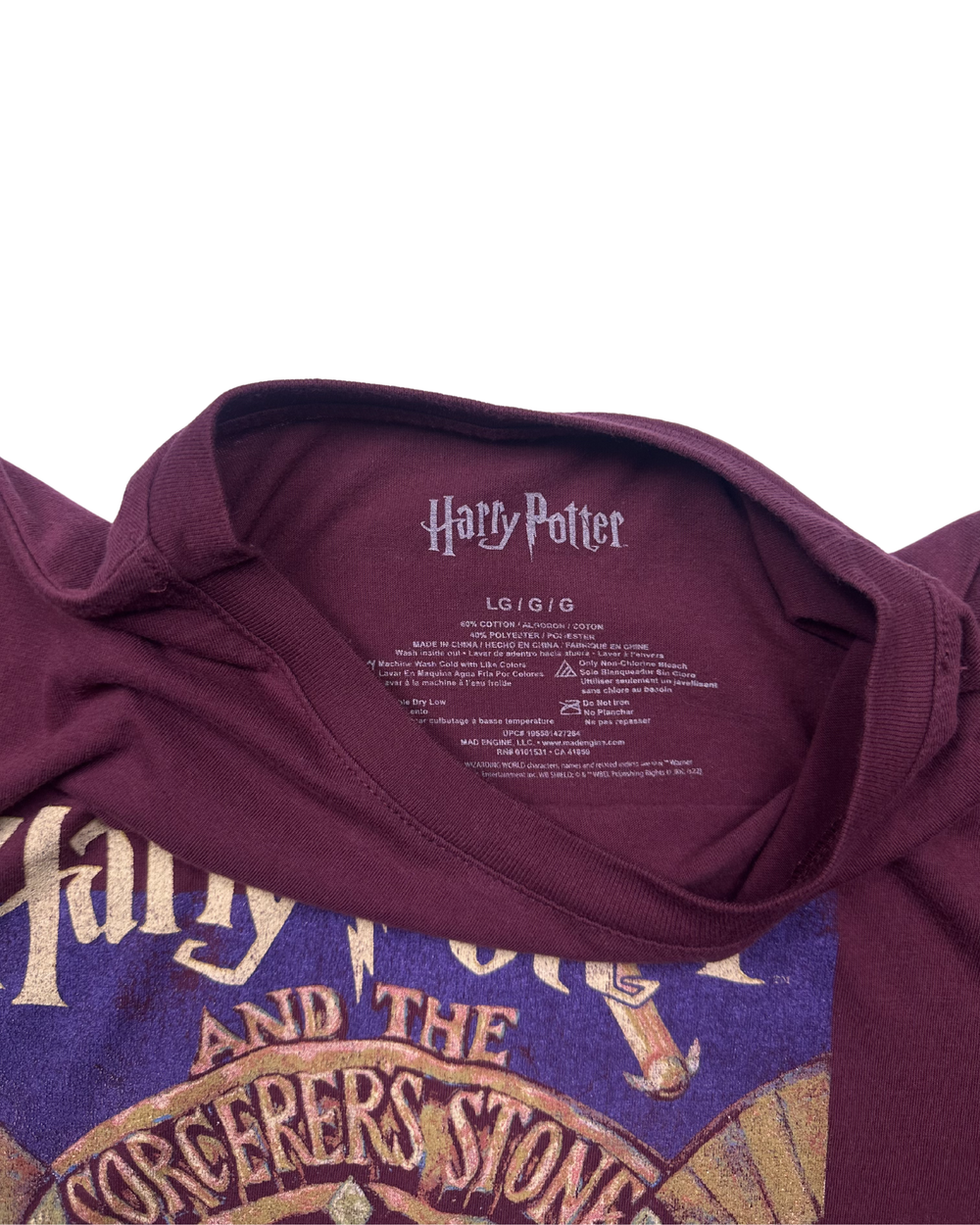 Harry Potter and the Sorcerer's Stone Book Cover Graphic T-Shirt (Large)