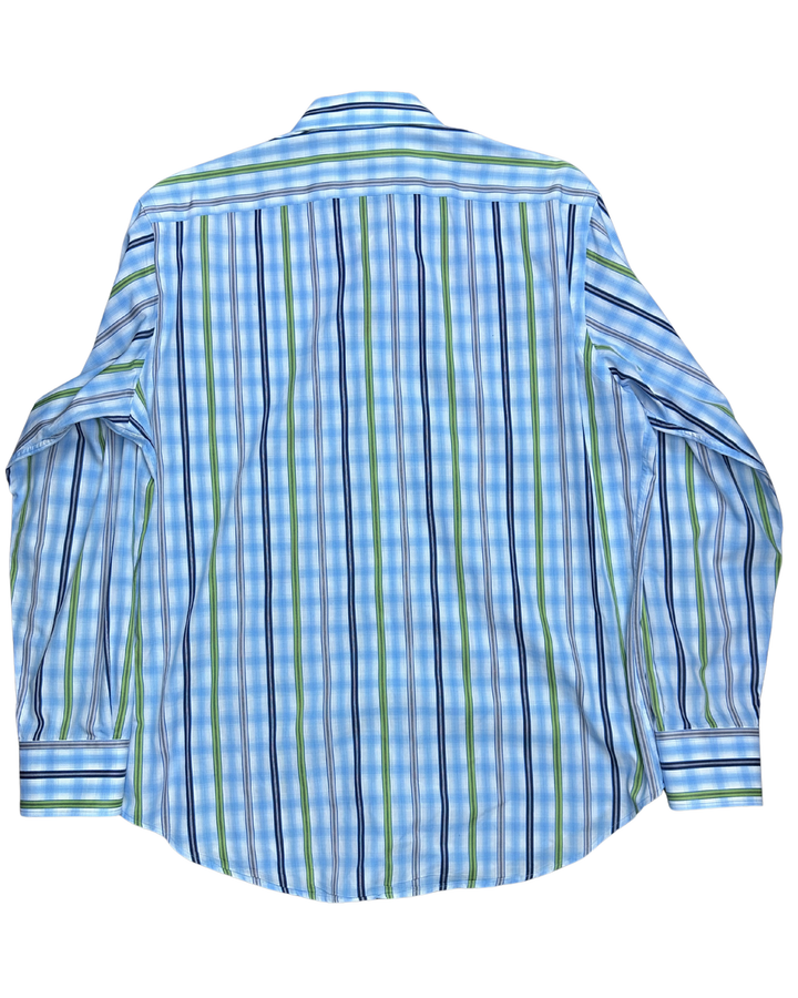 Thomas Dean Plaid Button-Down Long Sleeve Shirt (Small)