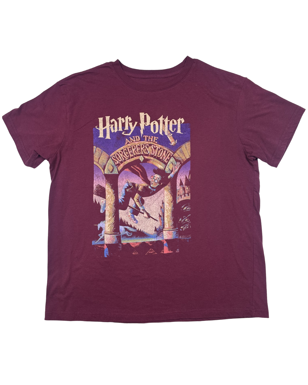 Harry Potter and the Sorcerer's Stone Book Cover Graphic T-Shirt (Large)
