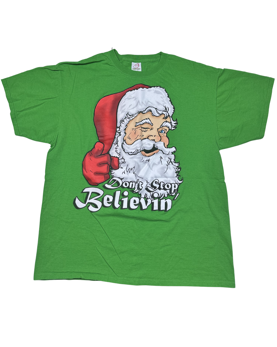 Don't Stop Believin' Santa Christmas Graphic T-Shirt (XL)
