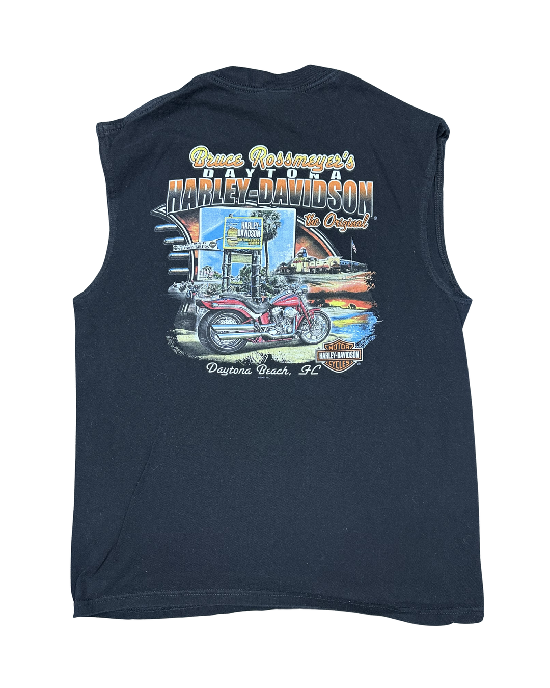 Harley-Davidson Bruce Rossmeyer's Daytona Beach Sleeveless T-Shirt (Medium)