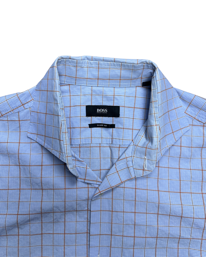 Hugo Boss Sharp Fit Windowpane Check Button-Down Long Sleeve Shirt