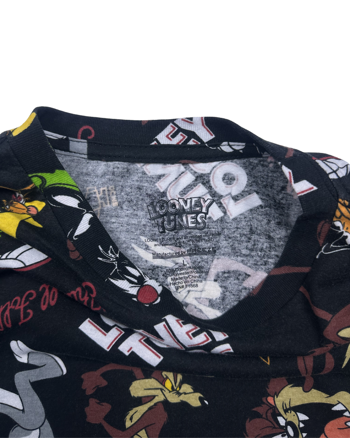 Looney Tunes All-Over Character Print Graphic T-Shirt (Large)