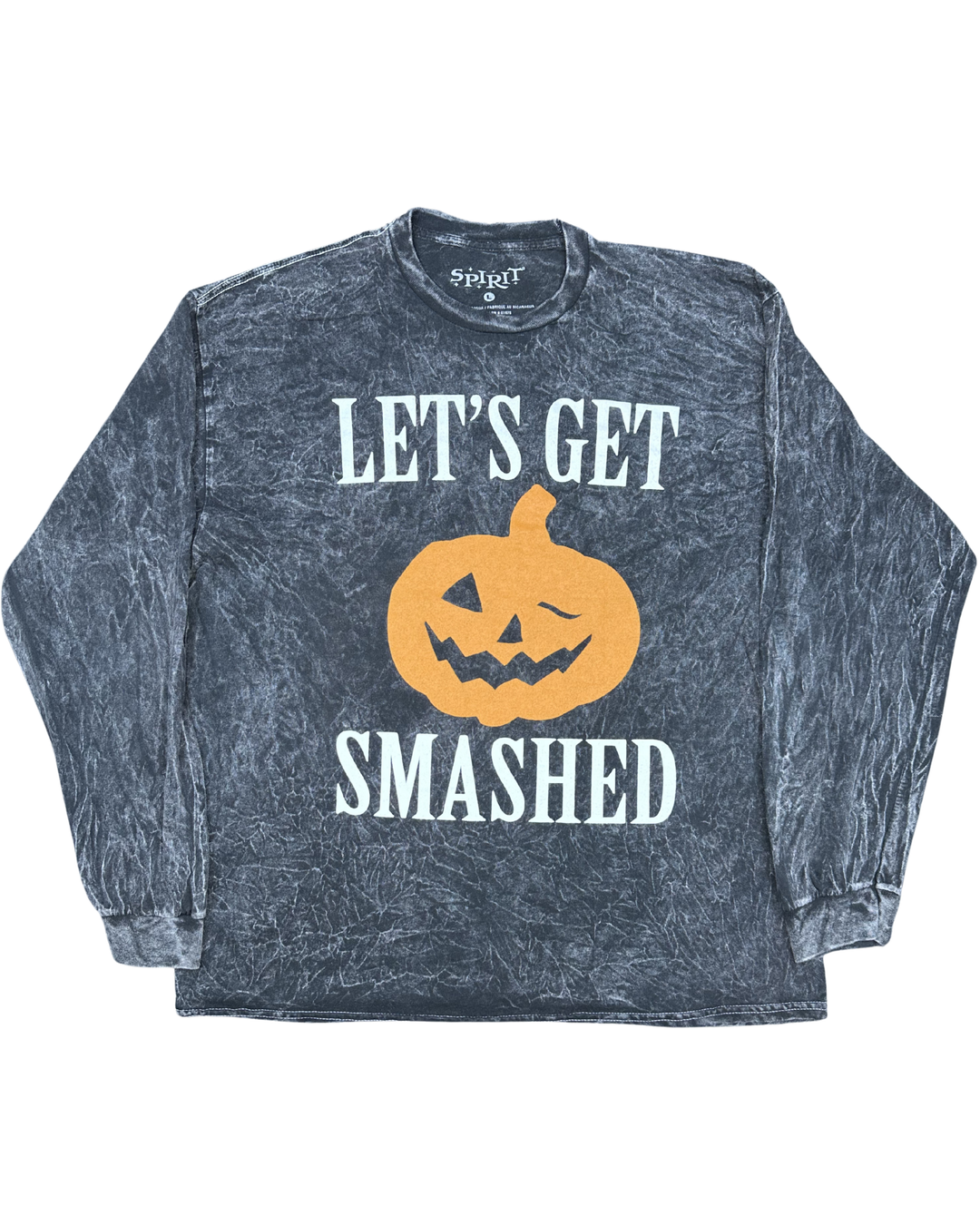 Spirit Let's Get Smashed Pumpkin Halloween Long Sleeve T-Shirt (Large)