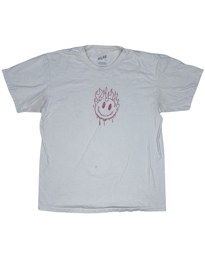 A-Lab Everything Is Okay Melting Smiley Graphic T-Shirt (Large)