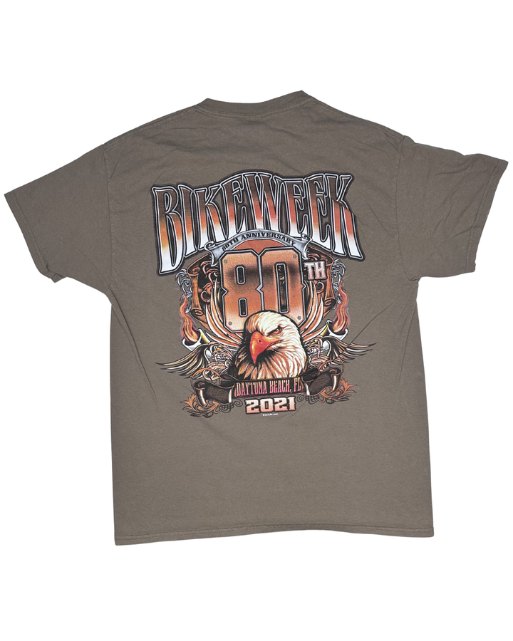 Daytona Beach Bike Week 80th Anniversary 2021 T-Shirt (Large)