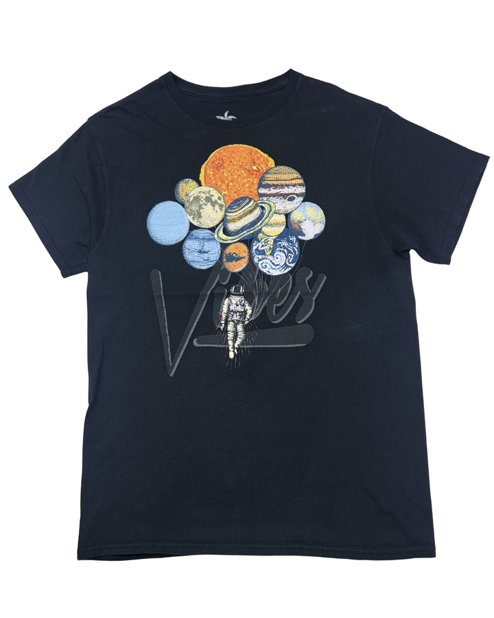 Vibes Astronaut Planet Balloons Graphic T-Shirt (Medium)