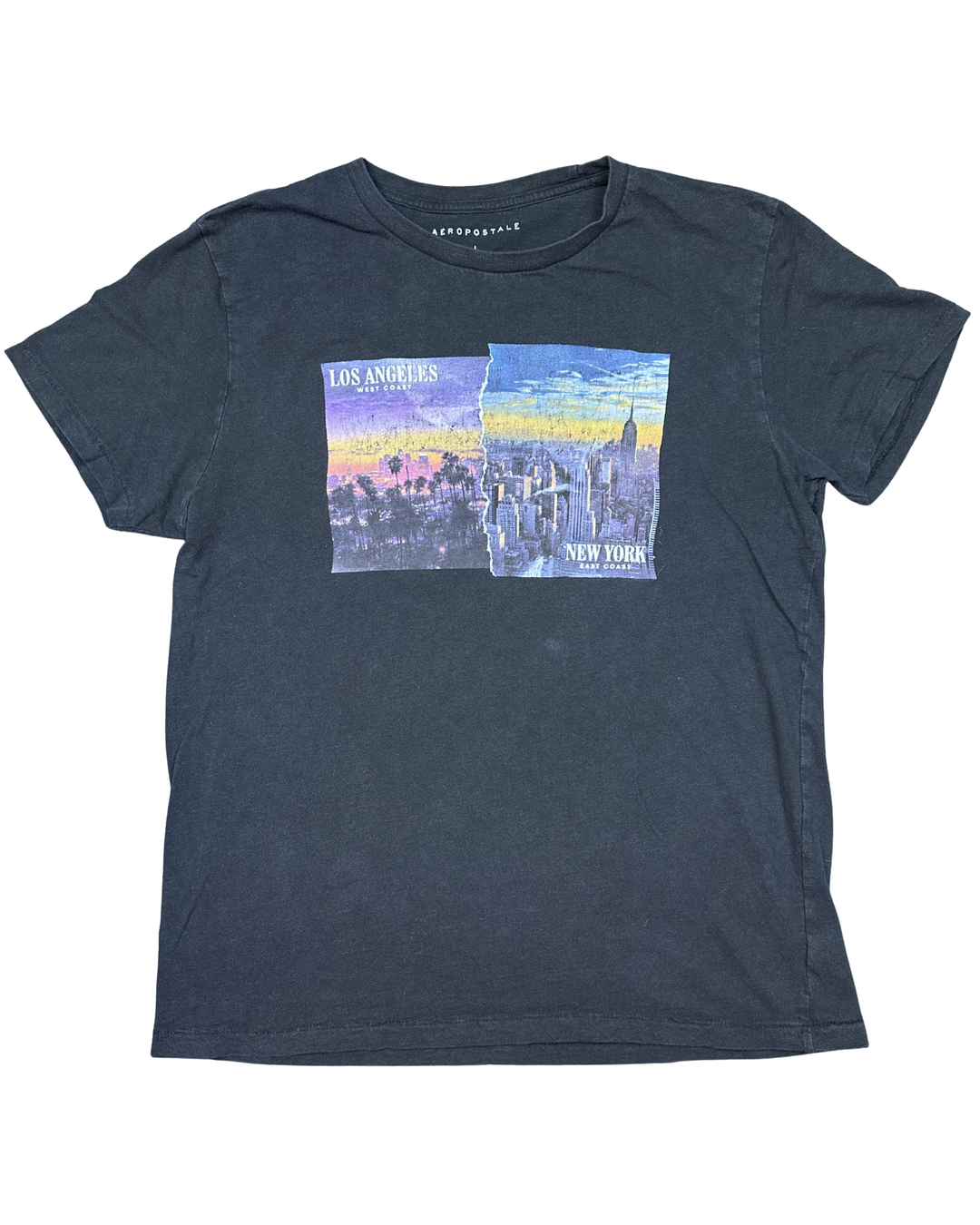 Aeropostale Los Angeles New York Skyline Graphic T-Shirt (Large)