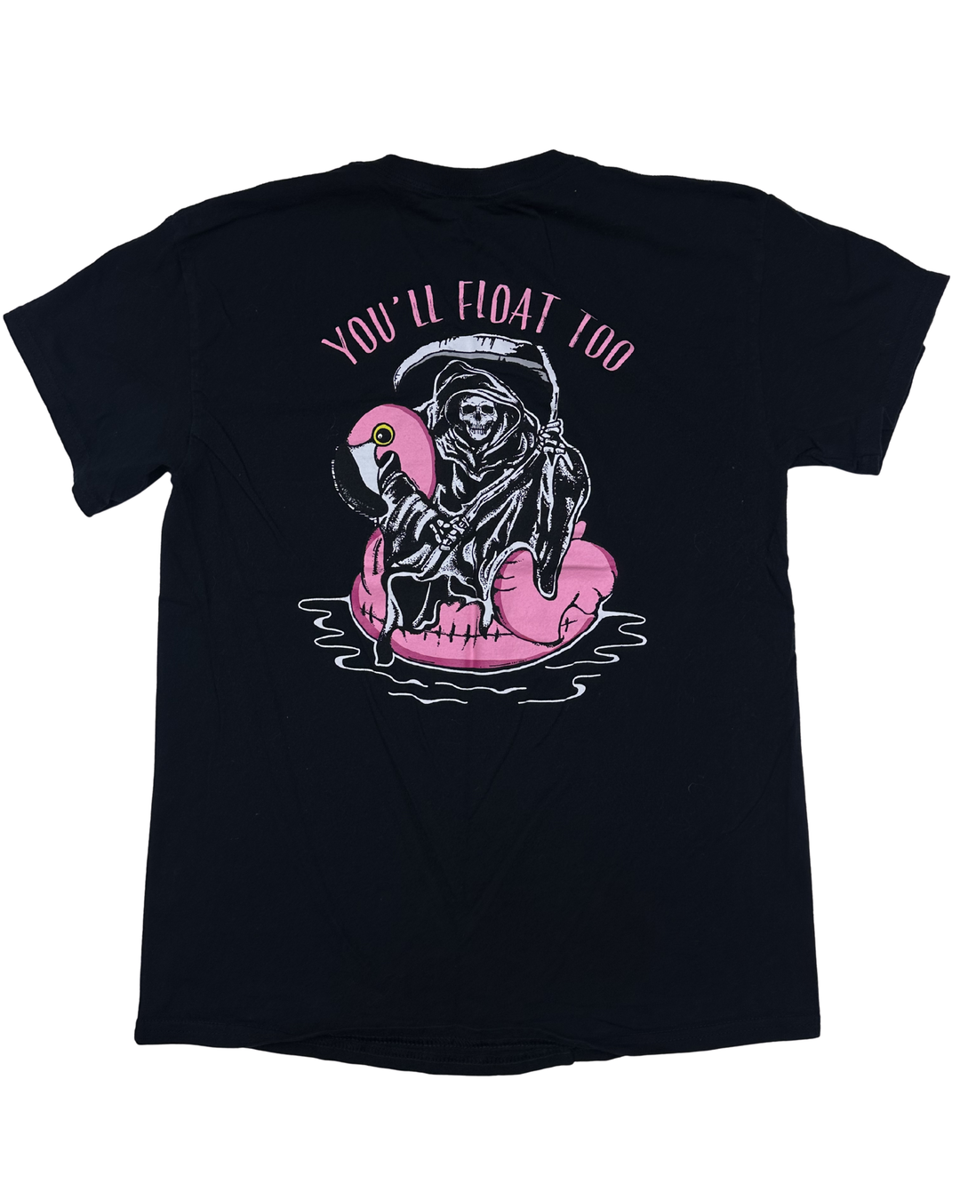 Retrofit You'll Float Too Grim Reaper Flamingo T-Shirt (Medium)