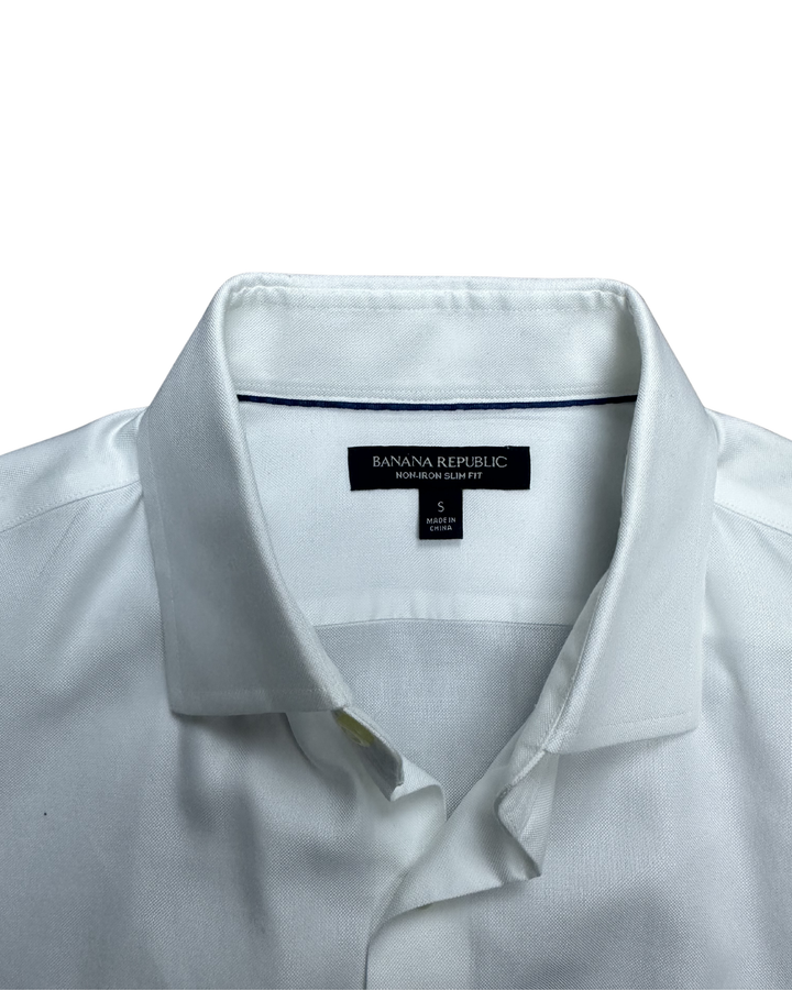 Banana Republic Non-Iron Slim Fit Solid White Dress Shirt (Small)