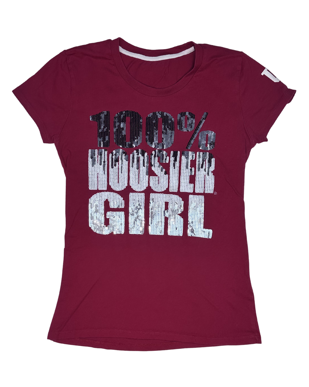Indiana Hoosiers '100% Hoosier Girl' Sequin T-Shirt Women's (Medium)