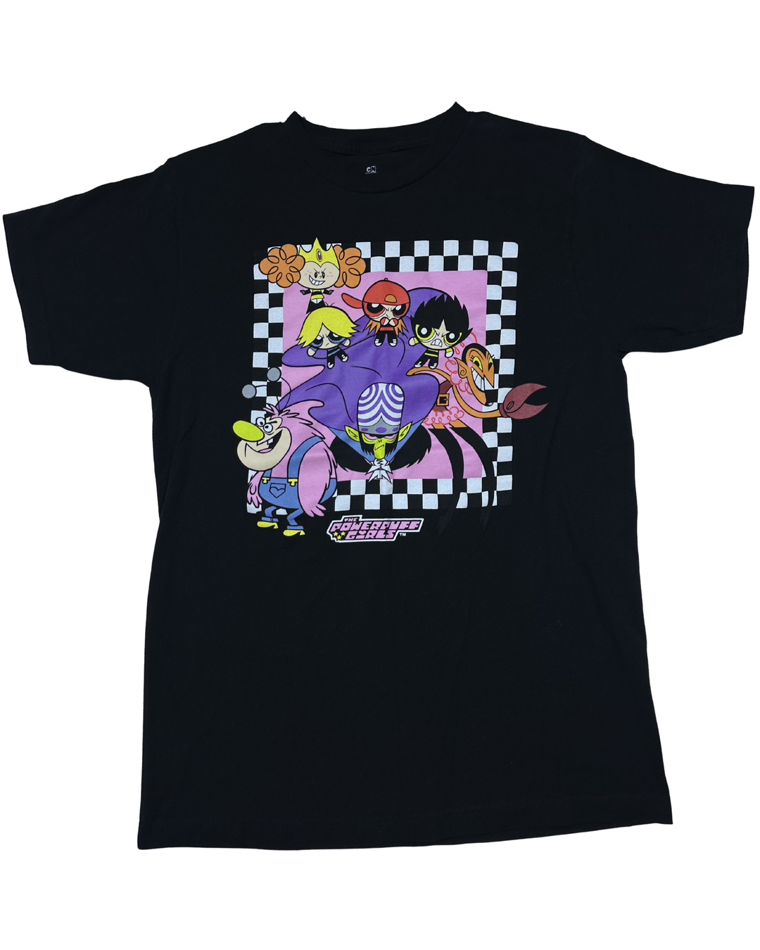 Powerpuff Girls Characters Checkered Graphic T-Shirt (Small)