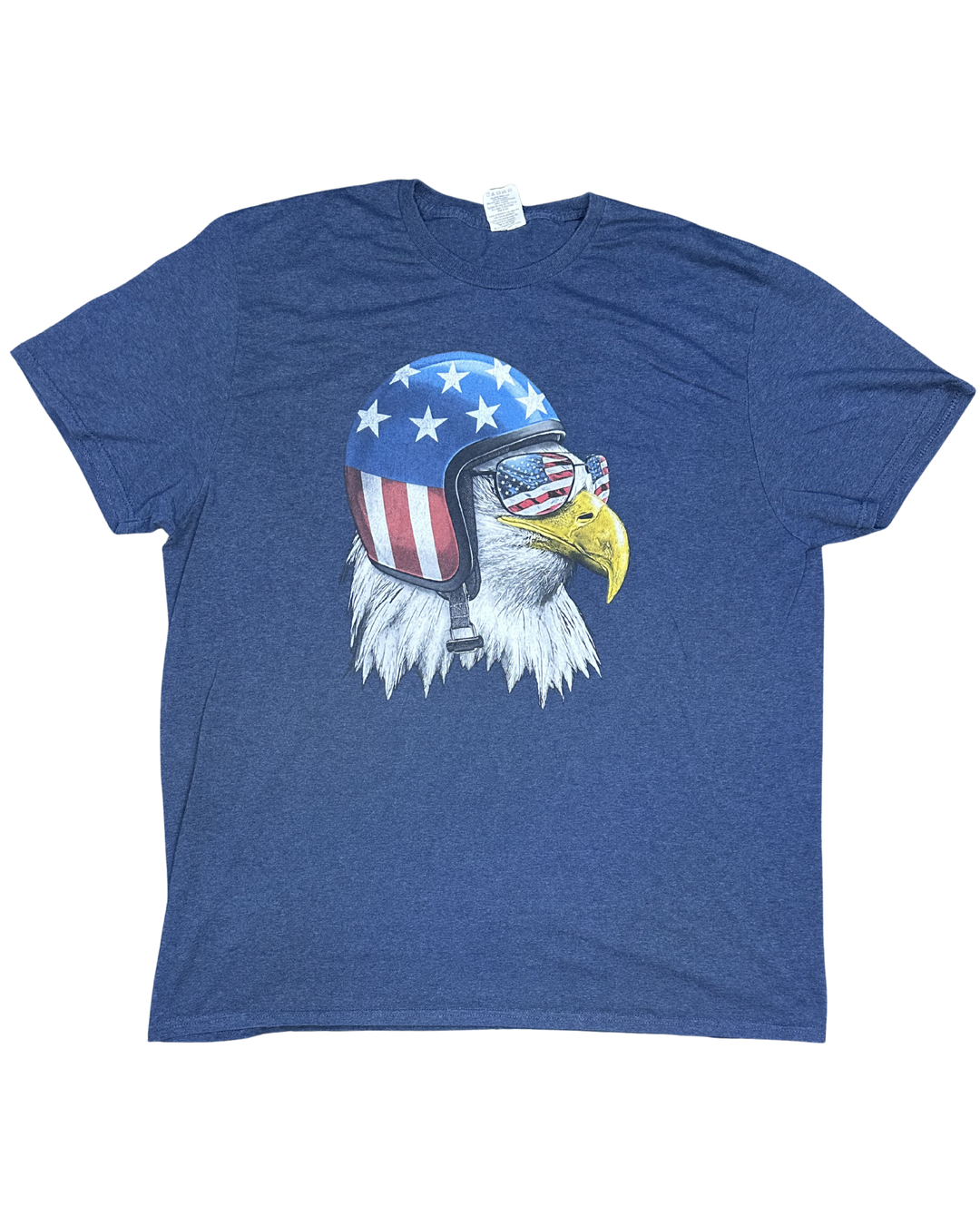 Spirit of America Patriotic Bald Eagle American Flag Helmet Graphic T-Shirt (2XL)