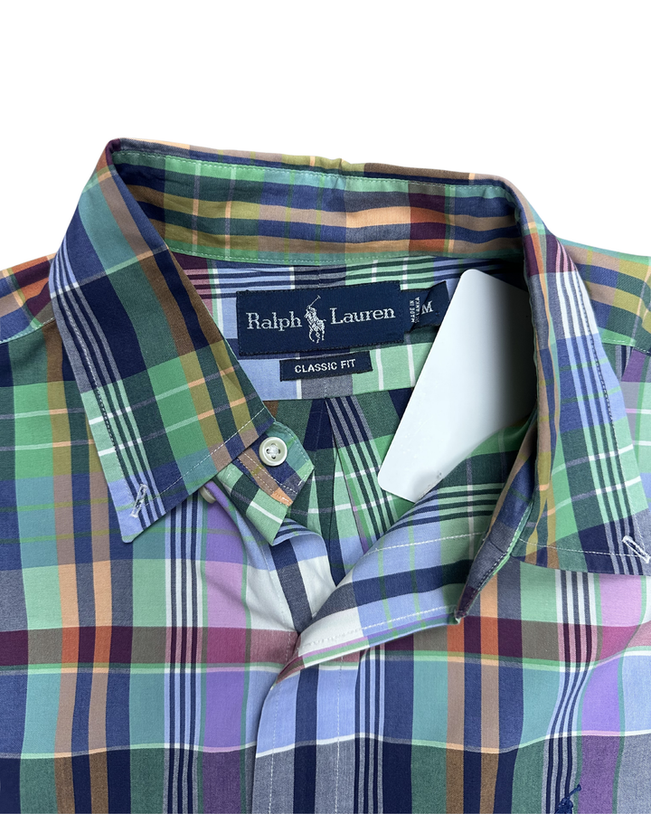 Ralph Lauren Classic Fit Madras Plaid Button-Down Long Sleeve Shirt (Medium)