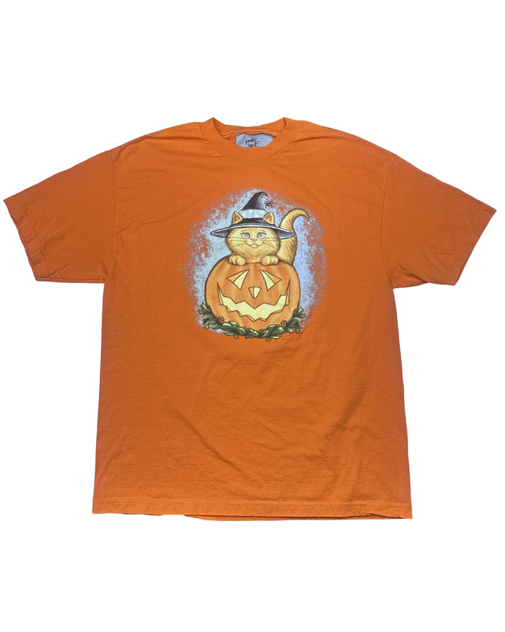 Ink Inc. Halloween Cat Pumpkin Graphic T-Shirt (XL)