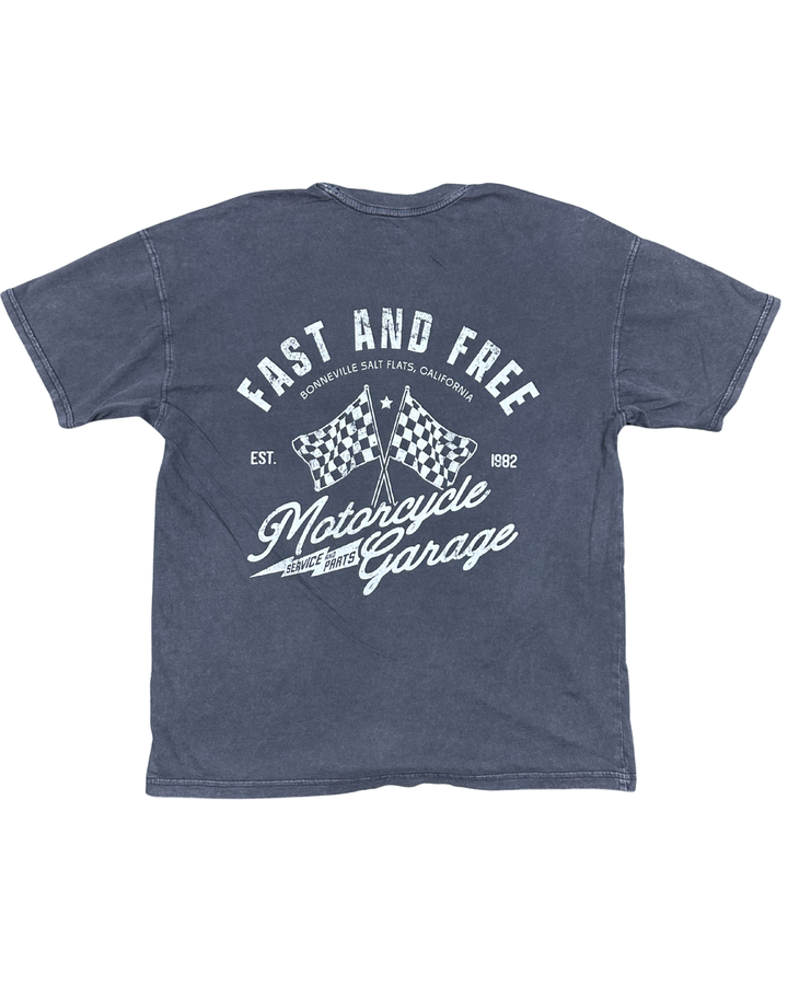 Arizona Jean Co "Fast and Free" Motorcycle Garage Graphic T-Shirt (XS)