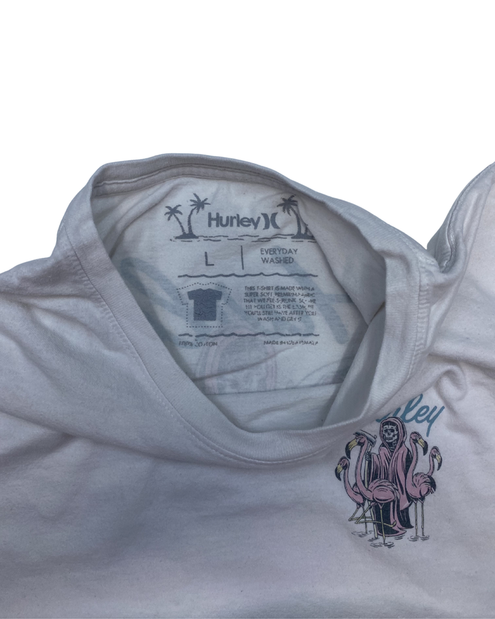 Hurley Grim Reaper Flamingos Back Graphic T-Shirt (Large)