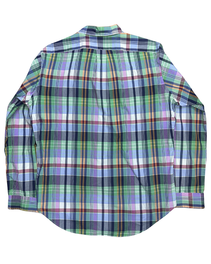 Ralph Lauren Classic Fit Madras Plaid Button-Down Long Sleeve Shirt (Medium)