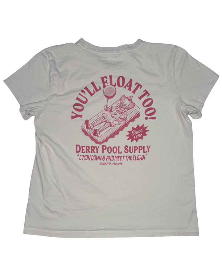 Life Is Good IT You'll Float Too Derry Pool Supply Graphic T-Shirt Women's (Large)
