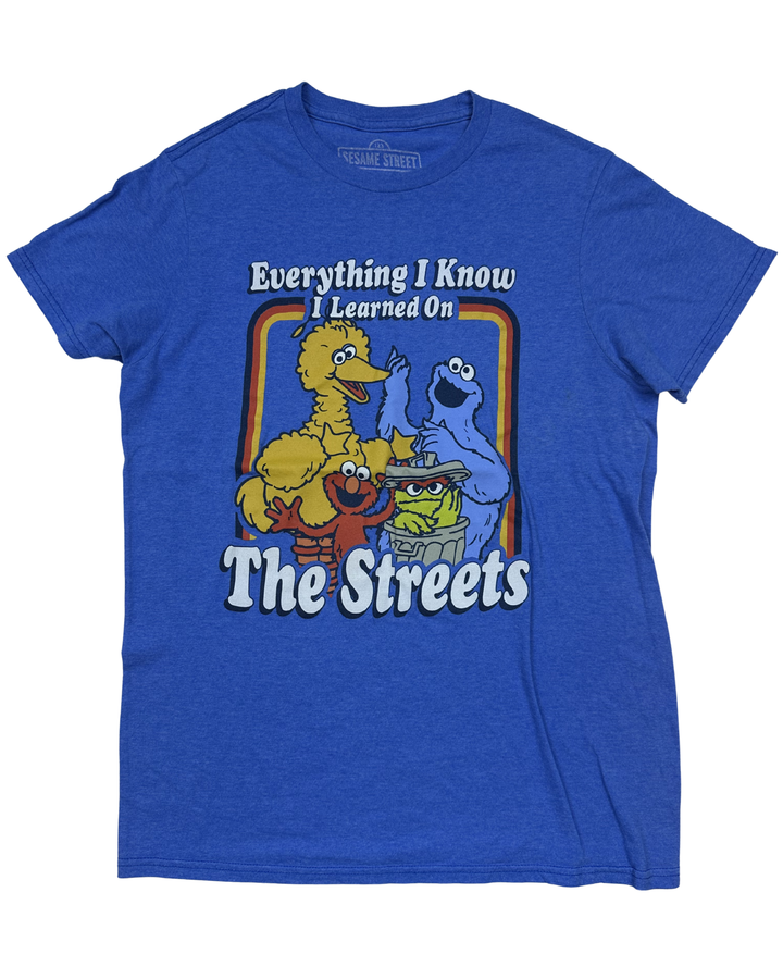 Sesame Street "Everything I Know I Learned On The Streets" Graphic T-Shirt (Small)