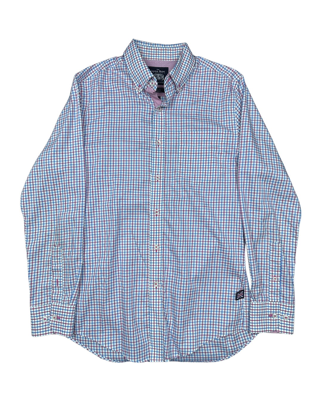 The Savile Row Company Non-Iron Slim Fit Plaid Long Sleeve Shirt (Large)
