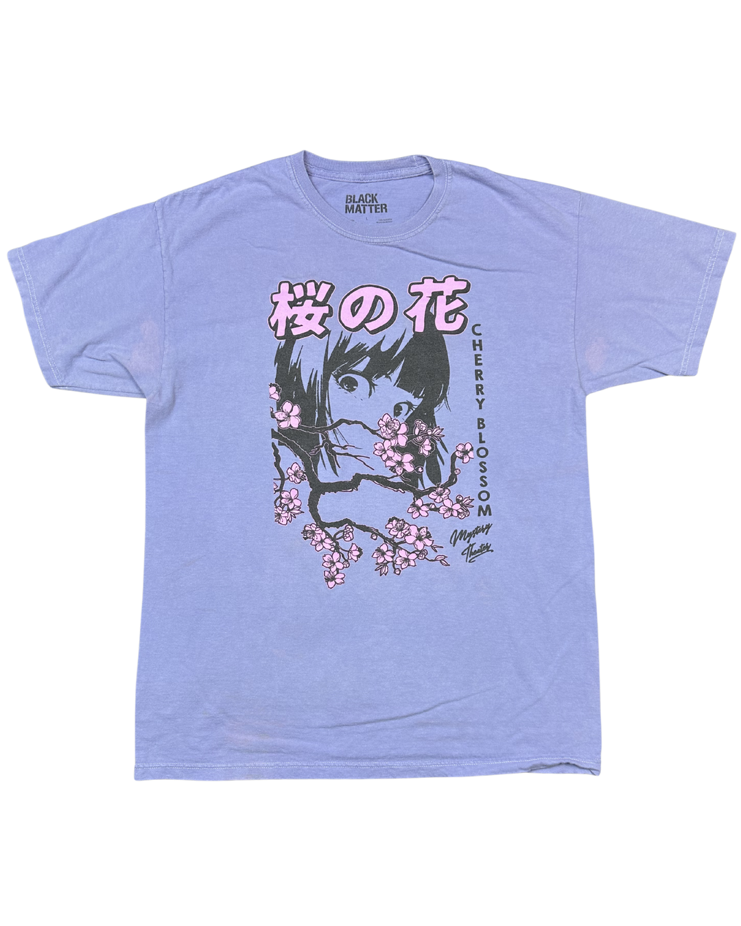 Black Matter Cherry Blossom Anime Graphic T-Shirt (Large)