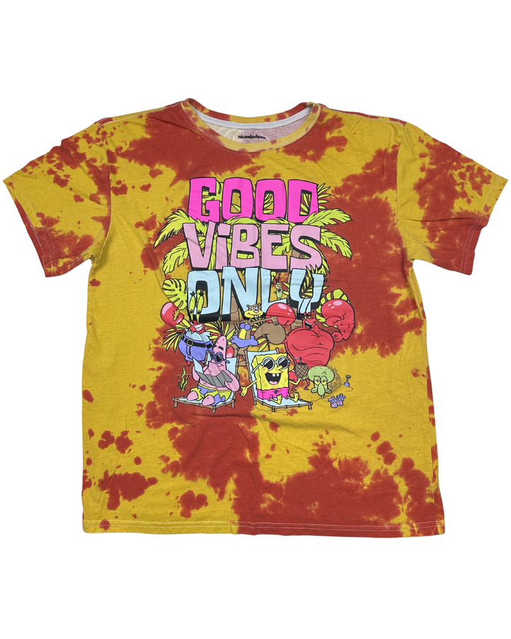 Nickelodeon SpongeBob SquarePants Good Vibes Only Tie-Dye T-Shirt (large)