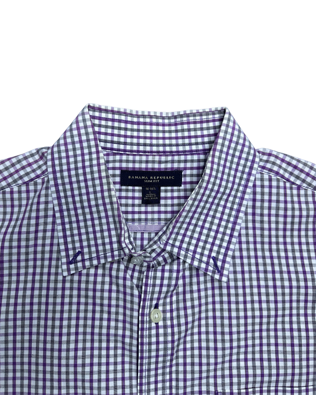 Banana Republic Slim Fit Gingham Button-Down Long Sleeve Shirt (Large)