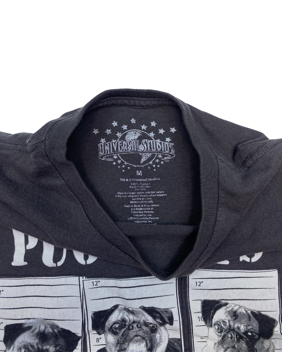Universal Studios Men in Black Pug Shots Graphic T-Shirt (Medium)