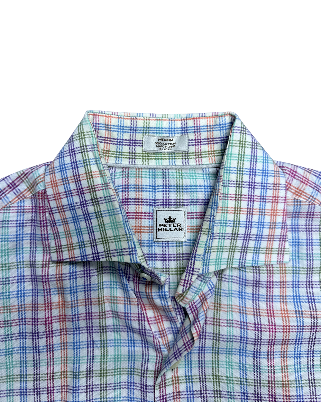 Peter Millar Plaid Button-Down Long Sleeve Shirt (Medium)